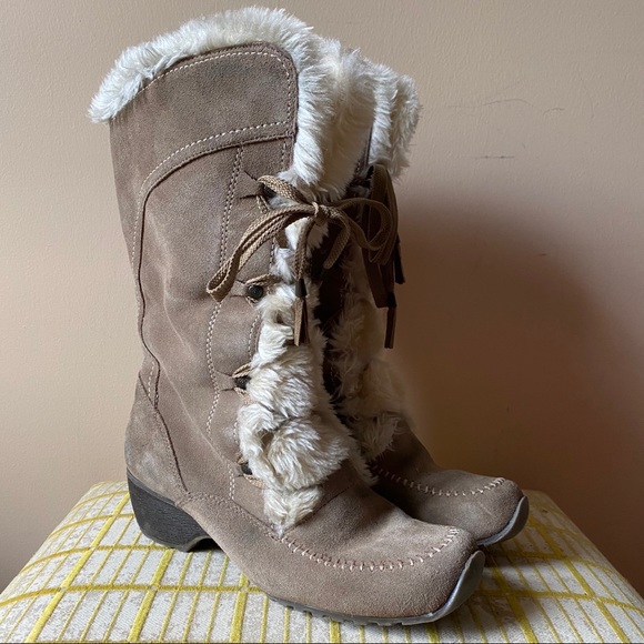 London Fog Shoes - London Fog Lana Tan Suede Shearling Lined Boots